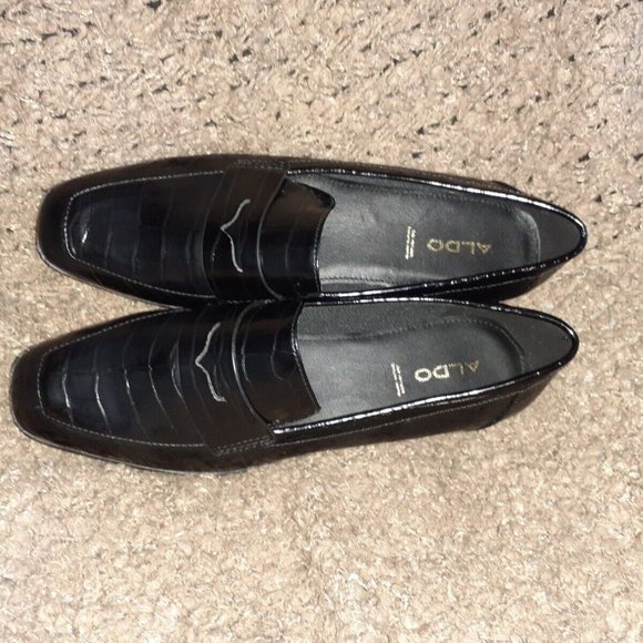 ALDO Gwirani-Croc Embosed Black Synthetic Leather Loafers-Sz 8.5-NEW - Picture 6 of 8
